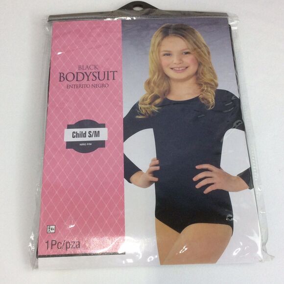 Costumes USA Leotard Bodysuit Girls Sz S/M Black Long Sleeve Dance Gymnastics - Picture 1 of 9